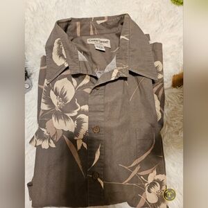 Men's Gray Floral Button Down Shirt